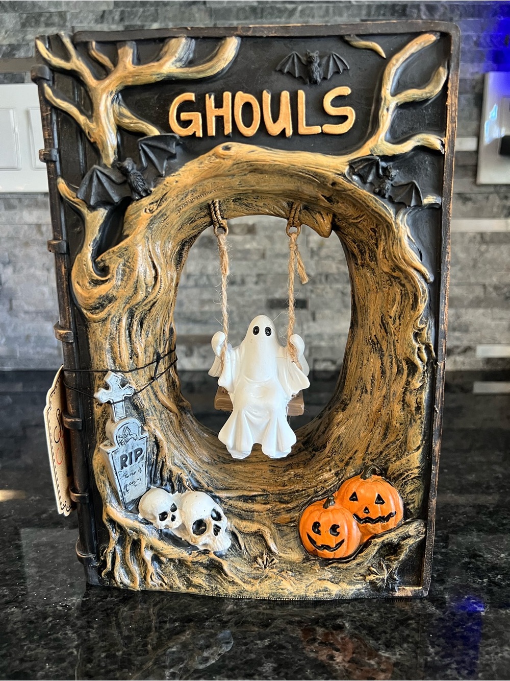 HTF!! Sweet Street Faux Book With SWINGING GHOST-SO CUTE!!